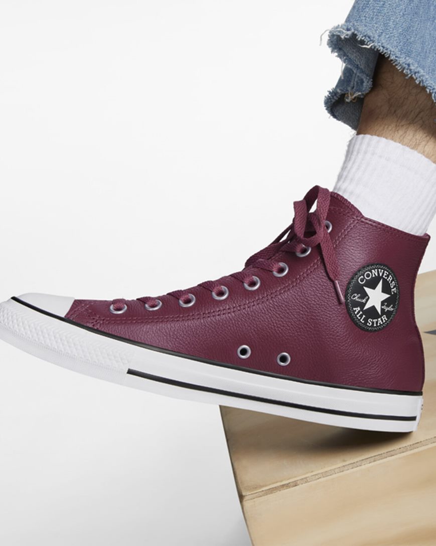 Pánské Boty Vysoké Converse Chuck Taylor All Star Læder Růžové | CZ OMRU59